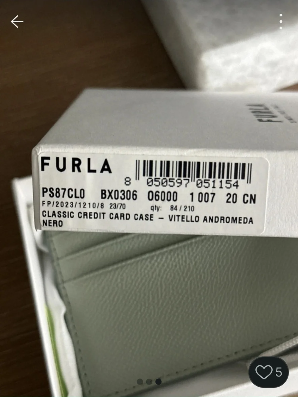Furla Mint Green Leather Card Holder with Gold Logo
